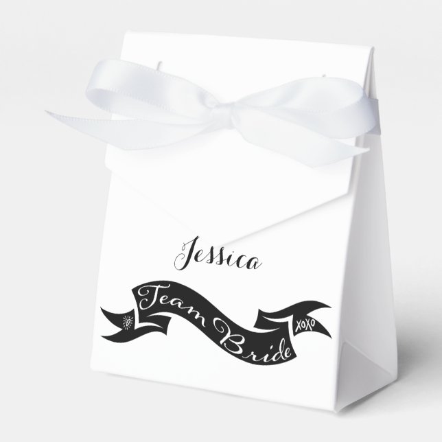 Team Bride XO Heart Ribbon Favor Boxes (Front Side)