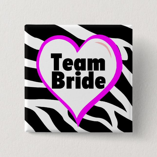 Team Bride Zebra Stripes Pinback Button (Front)