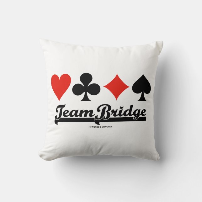 Team Bridge Four Card Suits Throw Pillow (Front)
