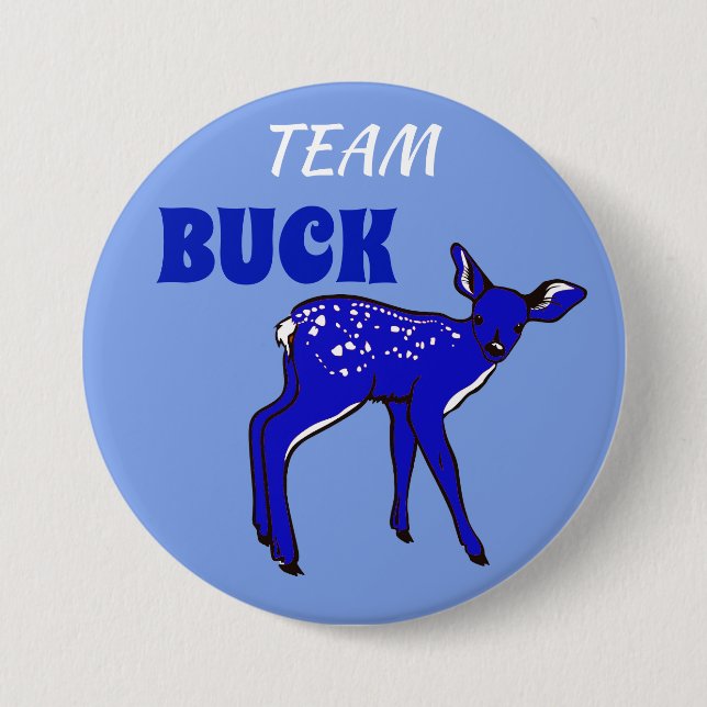 "Team Buck" Blue Gender Reveal Pinback Button (Front)