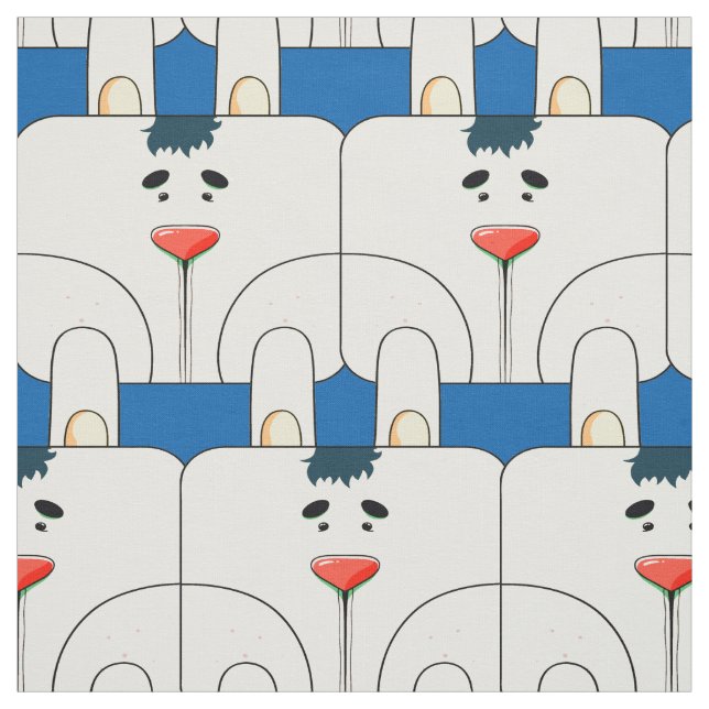 Team Bunny Face - Classic Blue and Pale Gray Fabric (Swatch)