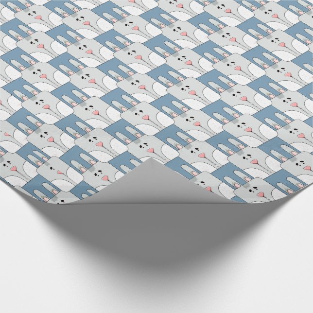 Team Bunny Face - Gray and Blue v2 Wrapping Paper (Corner)