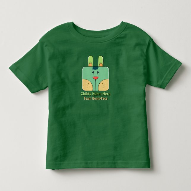Team BunnyFace - Green (Personalized) Toddler T-shirt (Front)