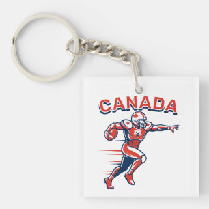 Team Canada Football Dynamic Patriotic Athlete Art Keychain