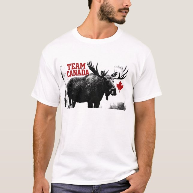 TEAM CANADA. Maple leaf. Canadian moose.  T-Shirt (Front)