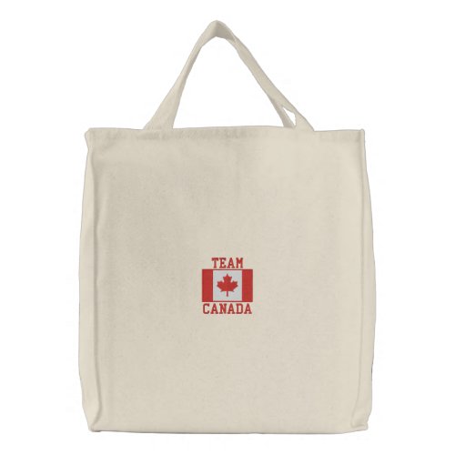 TEAM CANADA Sports Embroidered Tote Bag