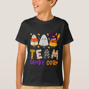 Team Candy Corn Halloween Funny With Witch Boo Mum T-Shirt