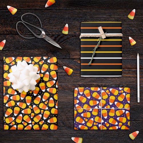 Team Candy Corn Halloween Wrapping Paper Sheets