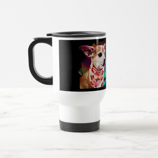 Team Carlos Chihuahua Retro Design Travel Mug (Left)