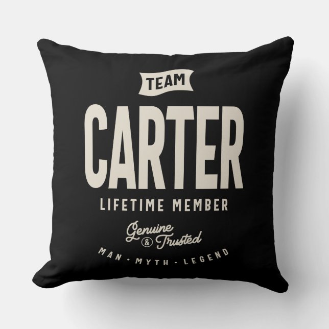 Team Carter Lifetime Member Personalized Name Throw Pillow (Front)