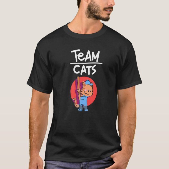 Team Cat Animal Sports Cute Sporty Animal Cat T-Shirt (Front)