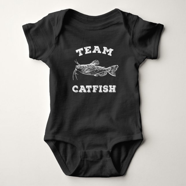 Team Catfish Fishing Fish Lover Fish Hook Angler Baby Bodysuit (Front)