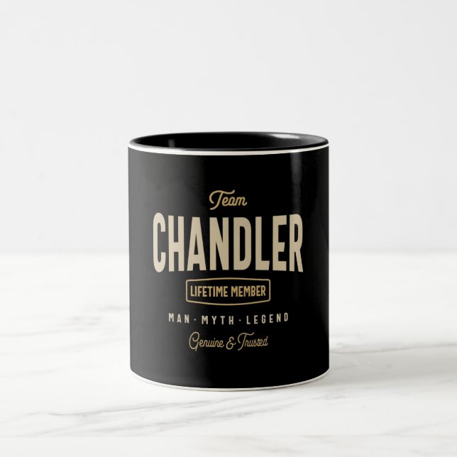 Team Chandler Lifetime Member Personalized Name  Two-Tone Coffee Mug (Center)