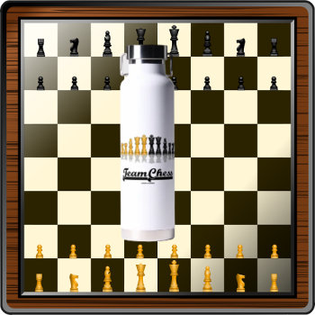 Team Chess Reflective Chess Set Pieces Water Bottle by wordsunwords at Zazzle