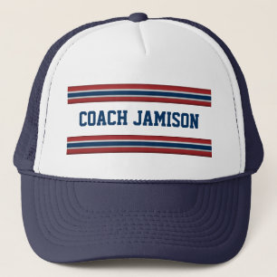 Team Coach Customized Name in Jersey Color Stripes Trucker Hat