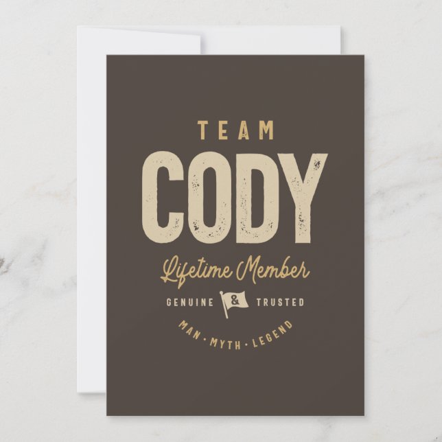Team Cody Lifetime Member Personalized Name  Invitation (Front)