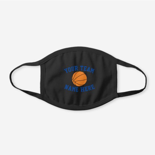 Team Color Sport Spirit Black  Blue Basketball Black Cotton Face Mask