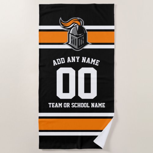 Team Colors and Mascot Personalized Beach Towel - Fun, sporty design for any fan - in your team's colors and with a template for adding your team's mascot.