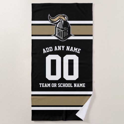 Team Colors and Mascot Personalized Beach Towel - Fun, sporty design for any fan - in your team's colors and with a template for adding your team's mascot.