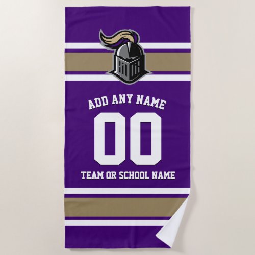 Team Colors and Mascot Personalized Beach Towel - Fun, sporty design for any fan - in your team's colors and with a template for adding your team's mascot.