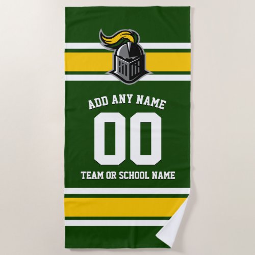 Team Colors and Mascot Personalized Beach Towel - Fun, sporty design for any fan - in your team's colors and with a template for adding your team's mascot.