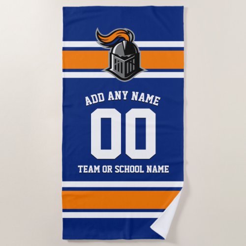 Team Colors and Mascot Personalized Beach Towel - Fun, sporty design for any fan - in your team's colors and with a template for adding your team's mascot.