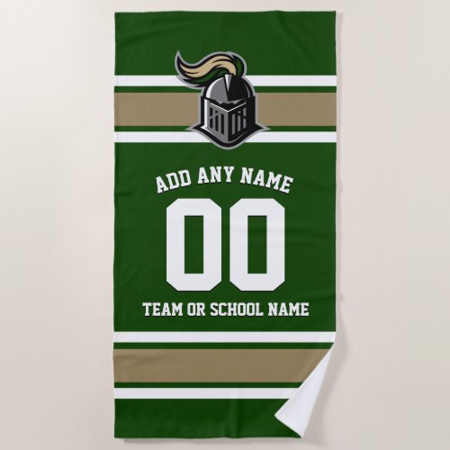 Team Colors and Mascot Personalized Beach Towel - Fun, sporty design for any fan - in your team's colors and with a template for adding your team's mascot.