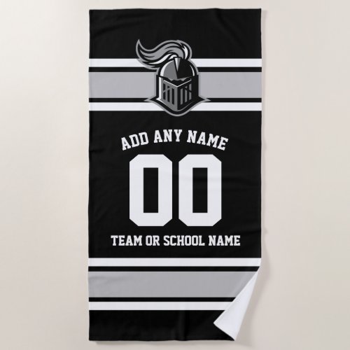 Team Colors and Mascot Personalized Beach Towel - Fun, sporty design for any fan - in your team's colors and with a template for adding your team's mascot.