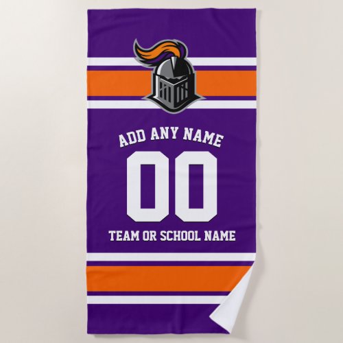 Team Colors and Mascot Personalized Beach Towel - Fun, sporty design for any fan - in your team's colors and with a template for adding your team's mascot.