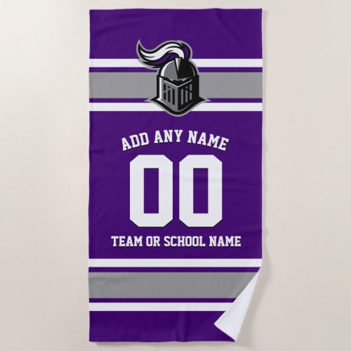 Team Colors and Mascot Personalized Beach Towel - Fun, sporty design for any fan - in your team's colors and with a template for adding your team's mascot.