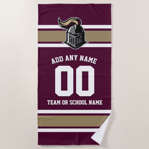 Team Colors and Mascot Personalized Beach Towel - Fun, sporty design for any fan - in your team's colors and with a template for adding your team's mascot.