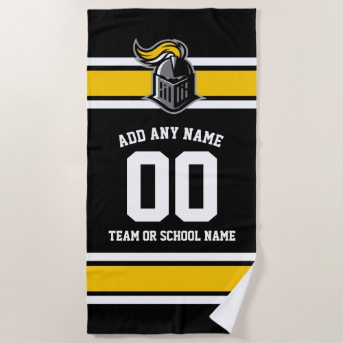 Team Colors and Mascot Personalized Beach Towel - Fun, sporty design for any fan - in your team's colors and with a template for adding your team's mascot.