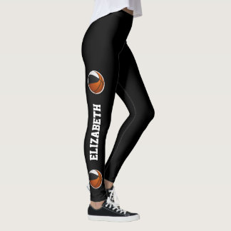 team colors basketball text or name up leg black leggings