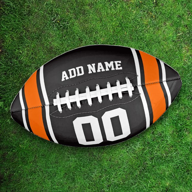 Team Colors Black and Orange Personalized Football (Creator Uploaded)