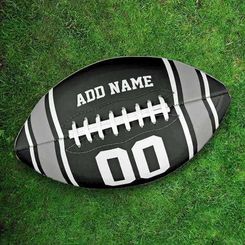 Team Colors Black and Silver Personalized Football