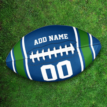 Team Colors Blue And Green Personalized Football by reflections06 at Zazzle