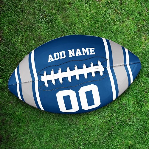 Team Colors Blue and Silver Personalized Football
