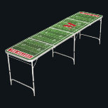 Team Colors Football Themed | Monogram Red Beer Pong Table<br><div class="desc">A unique red or your custom color Football themed family monogram ping pong table!</div>