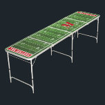 Team Colors Football Themed | Monogram Red Beer Pong Table<br><div class="desc">A unique red or your custom color Football themed family monogram ping pong table!</div>