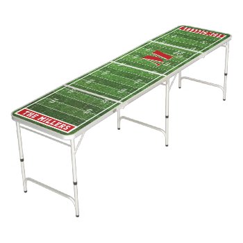 Team Colors Football Themed | Monogram Red Beer Pong Table by colorjungle at Zazzle