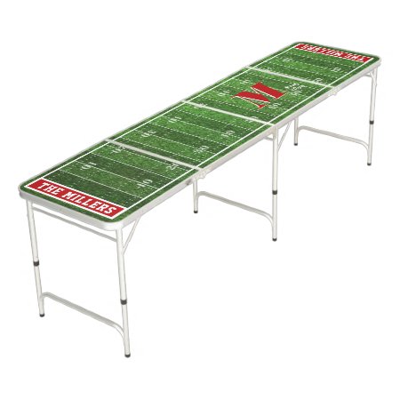 Team Colors Football Themed | Monogram Red Beer Pong Table