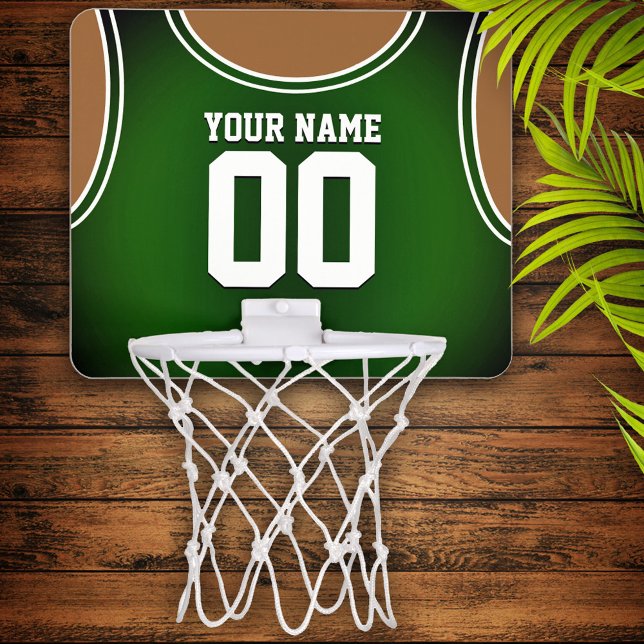 Team Colors Green and White Personalized Mini Basketball Hoop (Creator Uploaded)