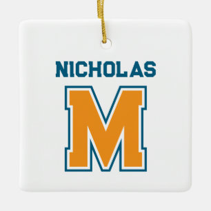 Team Colors Monogram Name Ceramic Ornament