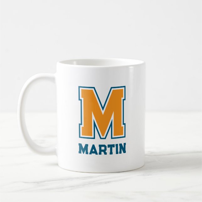 Team Colors Monogram Name Coffee Mug (Left)