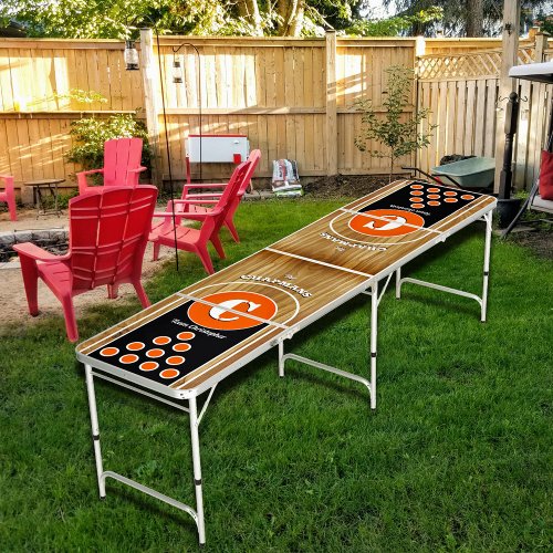 Team Colors OrangeBlack Personalized Beer Pong Table