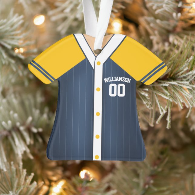 Team Colors Personalized Baseball Jersey Ornament (Tree)
