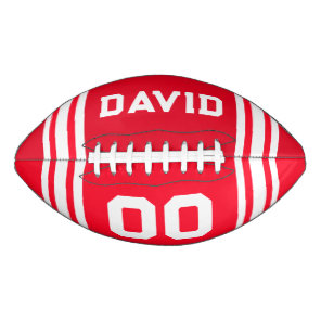 Team Colors Red and White with Name and Number Football