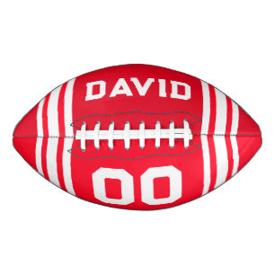 Team Colors Red and White with Name and Number Football