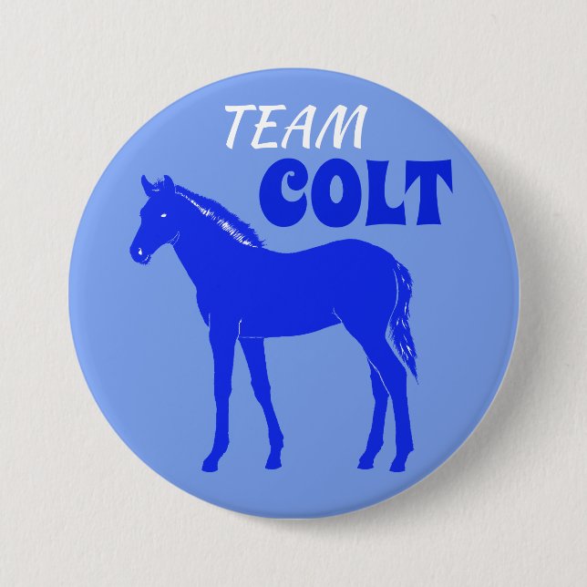 "Team Colt" Blue Gender Reveal Pinback Button (Front)