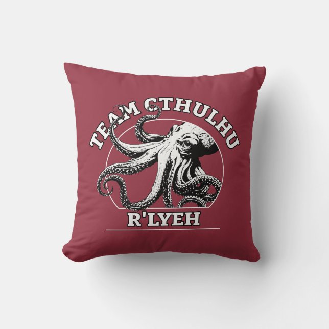 Team Cthulhu R'lyeh Lovecraft Throw Pillow (Front)